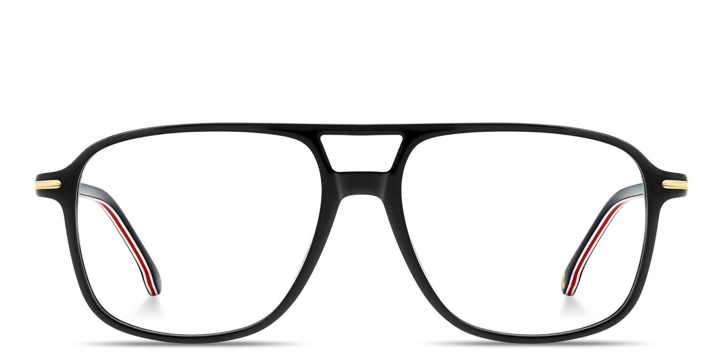 Shop Carrera Logo Signature Wide Rectangle Eyeglasses in Black online.
