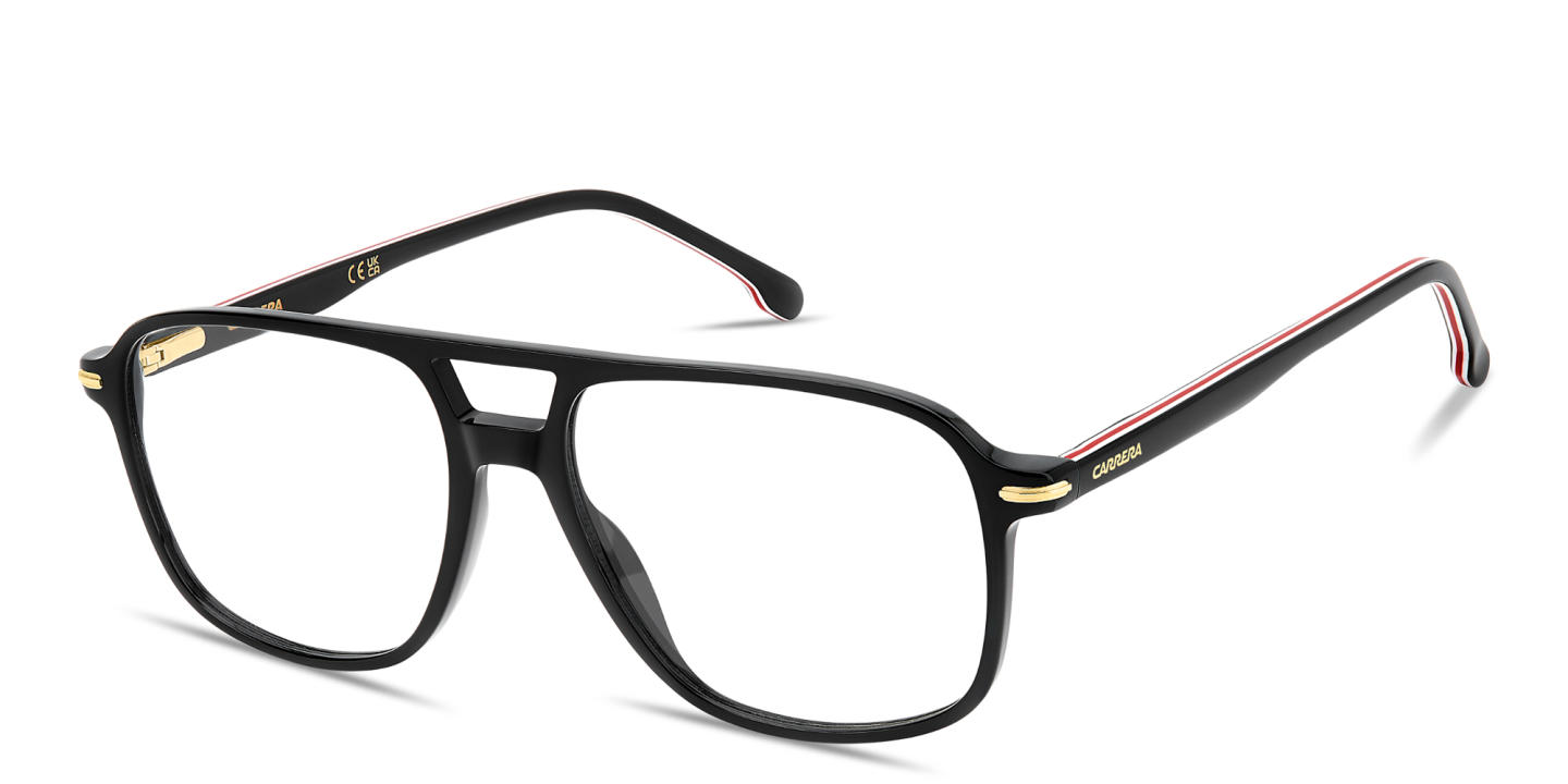 Shop Carrera Logo Signature Wide Rectangle Eyeglasses in Black online.