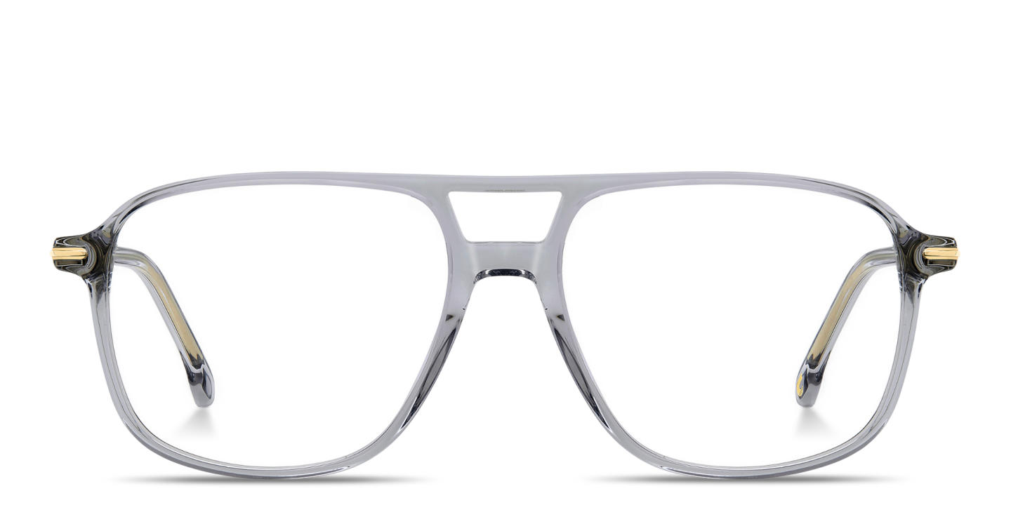 Shop Carrera Logo Signature Wide Rectangle Eyeglasses in Transparent Grey online.
