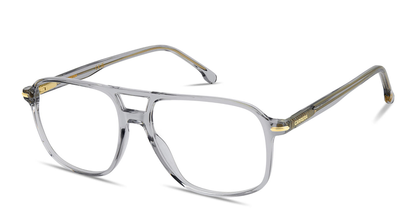 Shop Carrera Logo Signature Wide Rectangle Eyeglasses in Transparent Grey online.