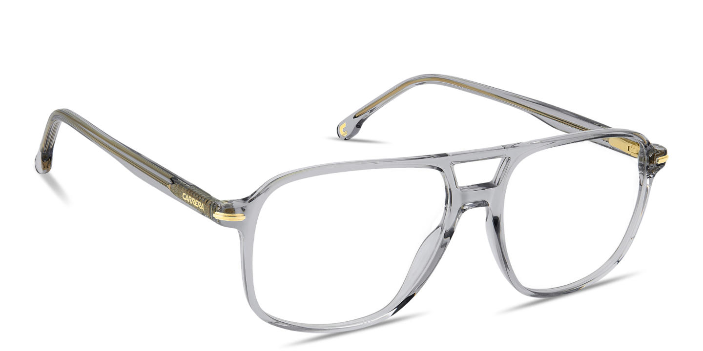 Shop Carrera Logo Signature Wide Rectangle Eyeglasses in Transparent Grey online.
