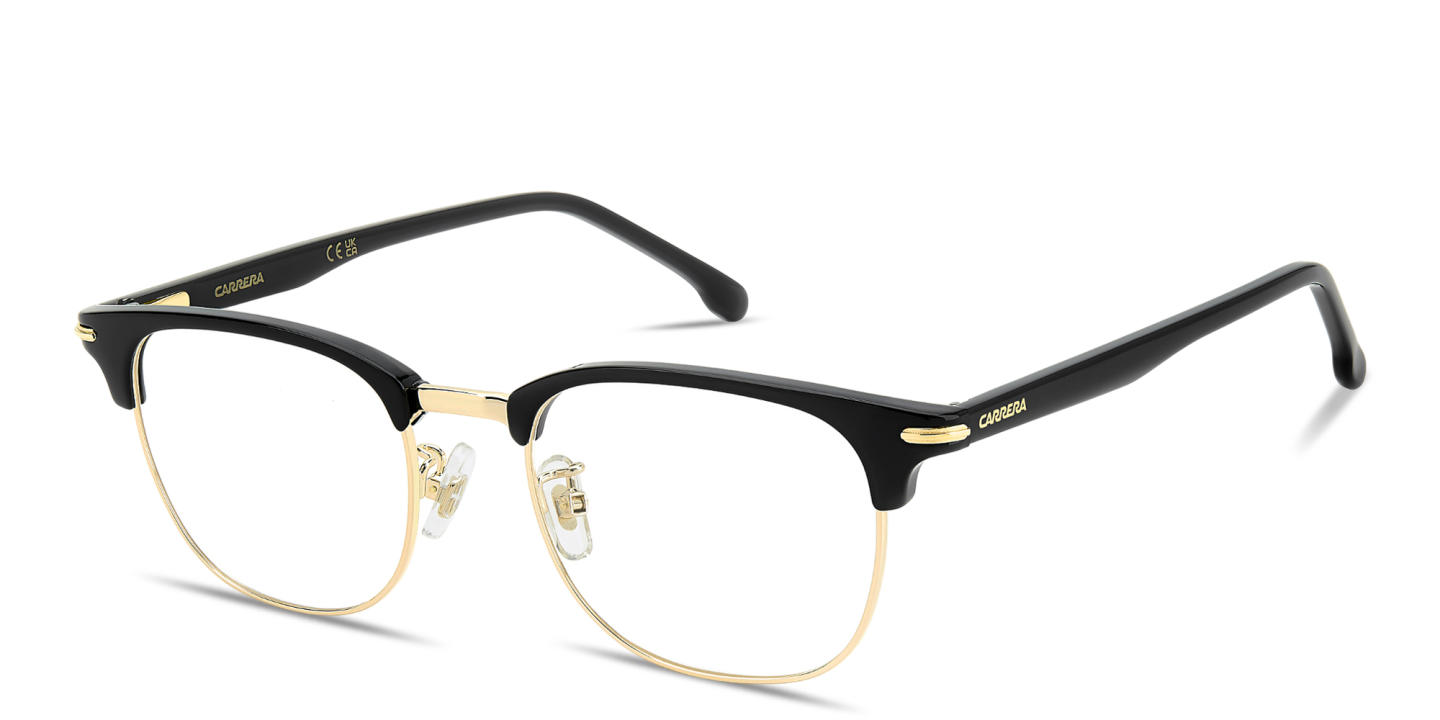 Shop Carrera Logo Signature Unisex Rectangle Eyeglasses in Black Gold online.