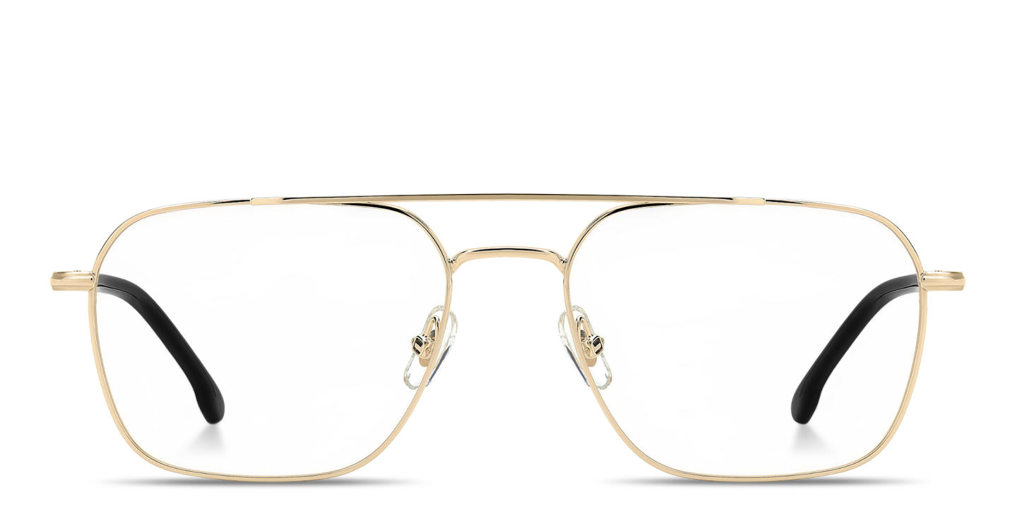 Shop Carrera Logo Signature Wide Square Eyeglasses in Gold online.