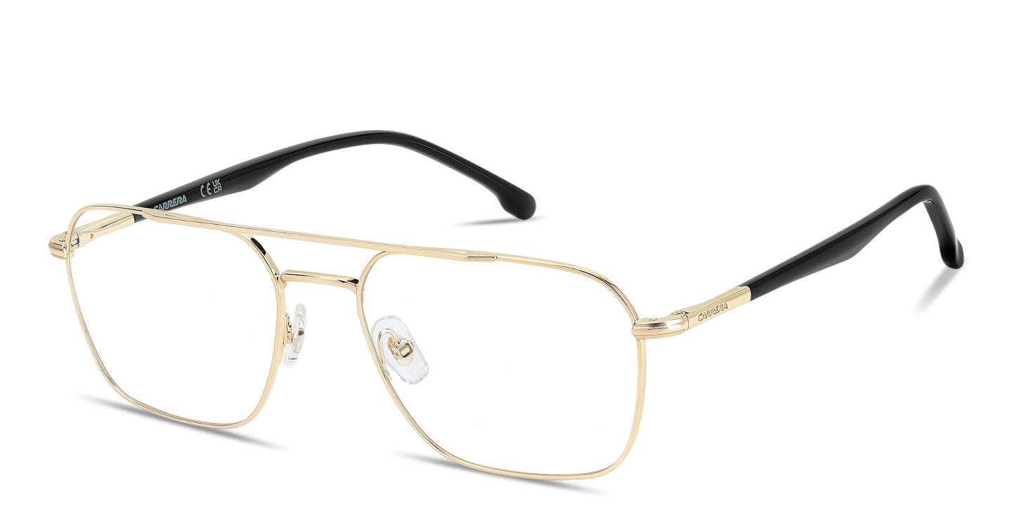 Shop Carrera Logo Signature Wide Square Eyeglasses in Gold online.