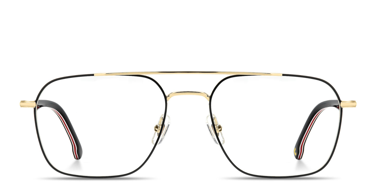 Shop Carrera Logo Signature Wide Square Eyeglasses in Black Gold online.