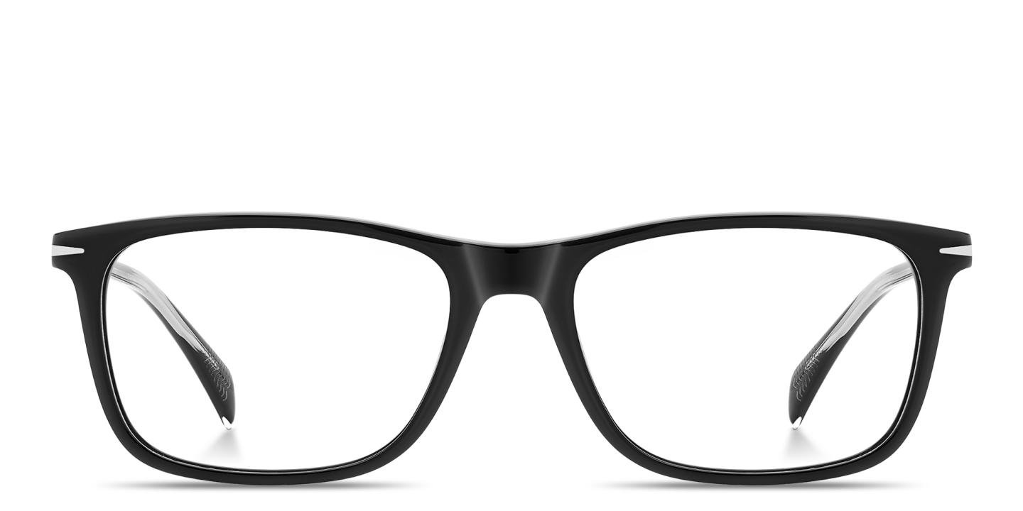 Shop DAVID BECKHAM Talisman Rectangle Eyeglasses in Black online.