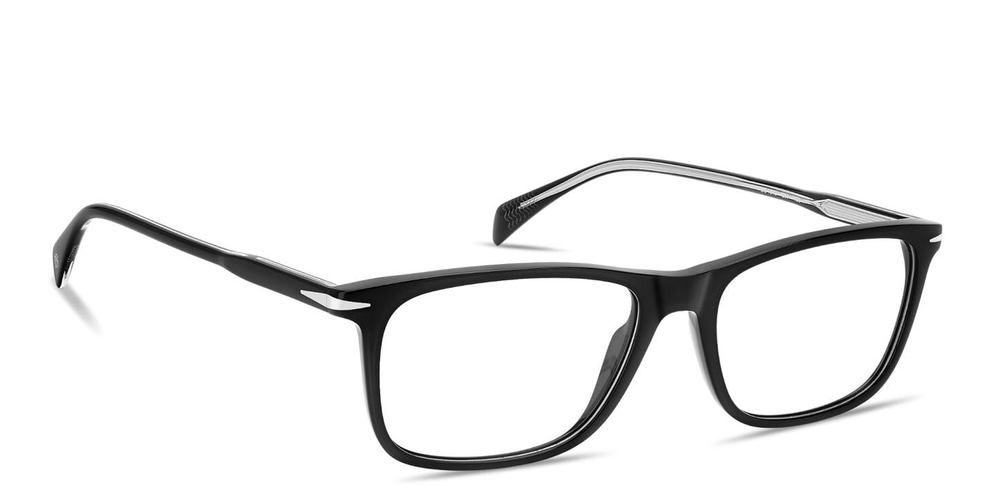 Shop DAVID BECKHAM Talisman Rectangle Eyeglasses in Black online.