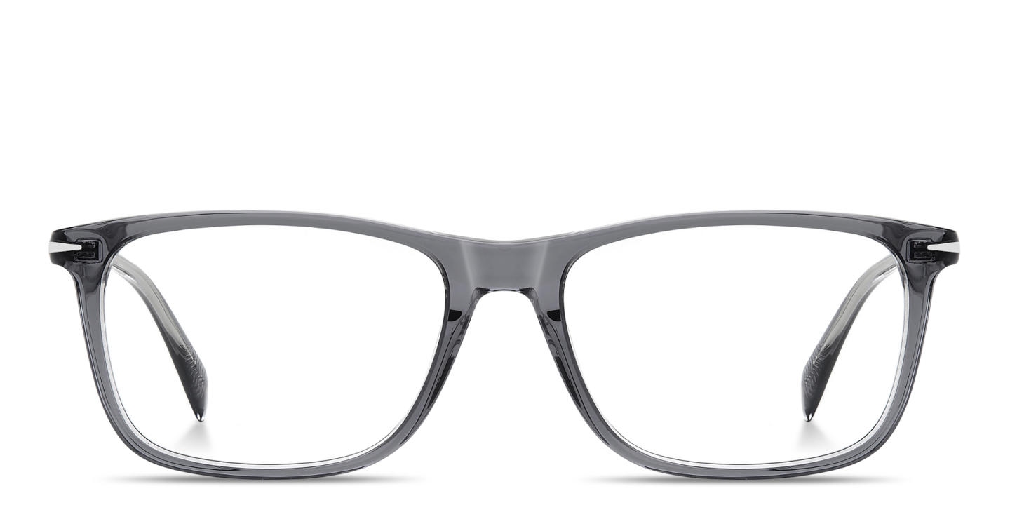 Shop DAVID BECKHAM Talisman Rectangle Eyeglasses in Crystal Grey online.