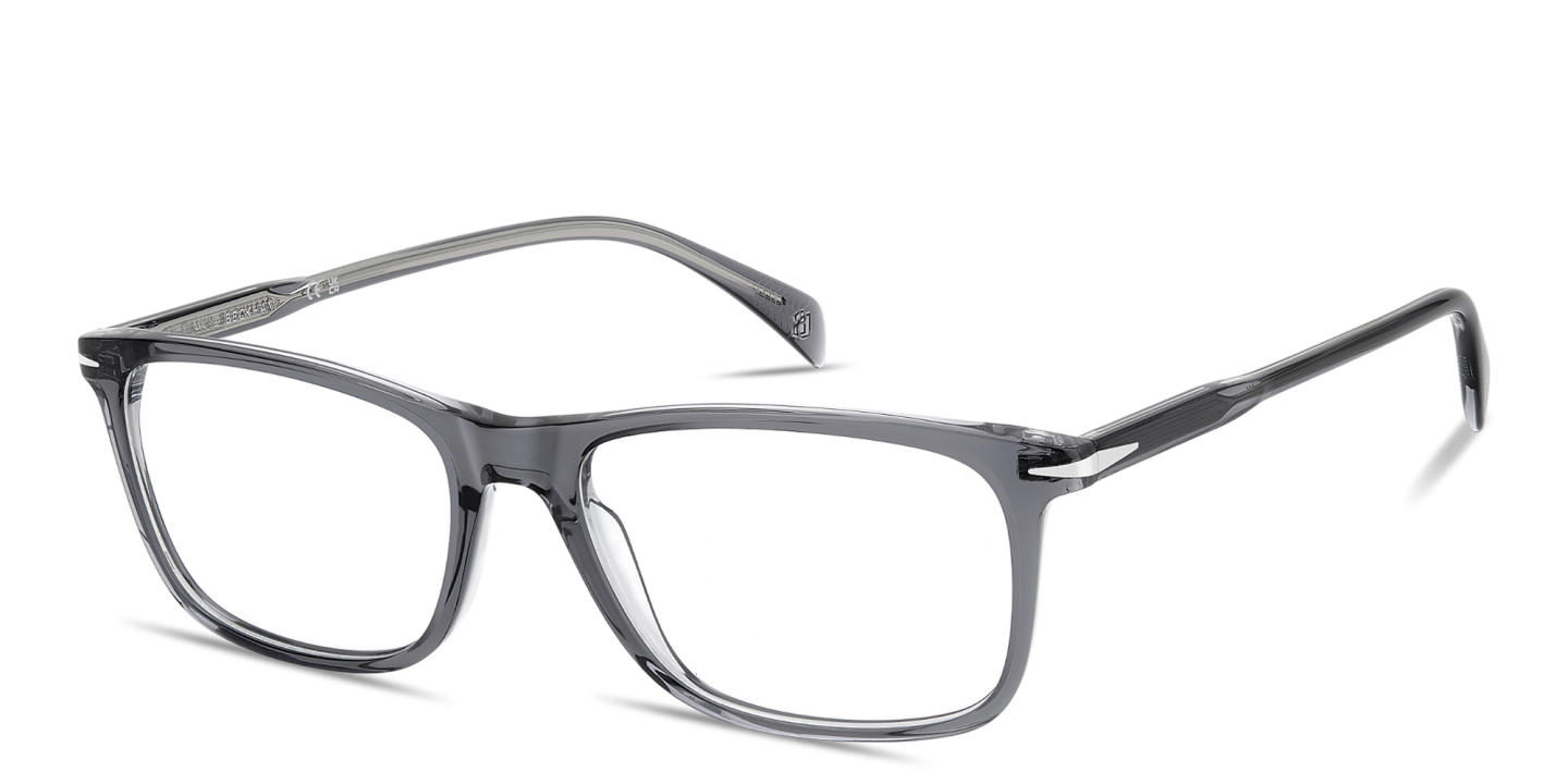 Shop DAVID BECKHAM Talisman Rectangle Eyeglasses in Crystal Grey online.