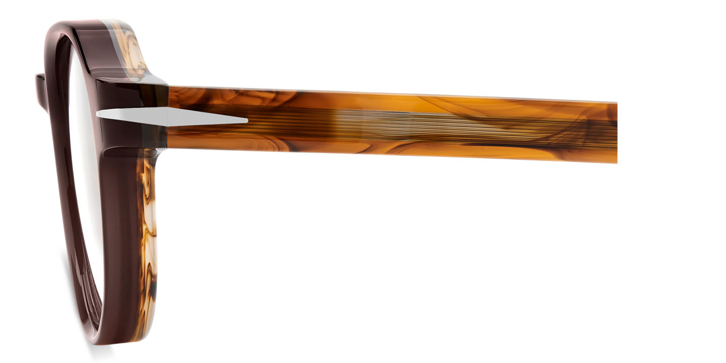 Shop DAVID BECKHAM Talisman Panthos Eyeglasses in Brown Horn online.