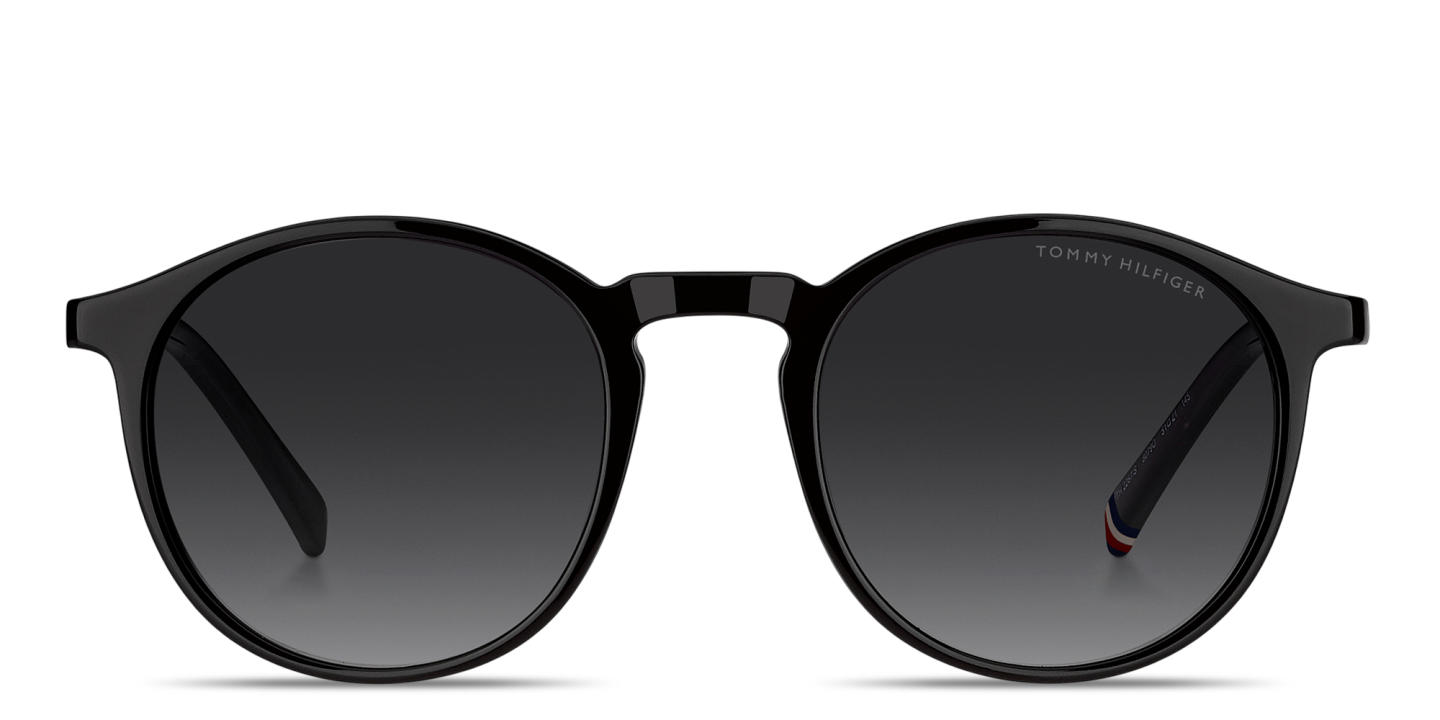Shop Tommy Hilfiger Flag Round Sunglasses in Black online.