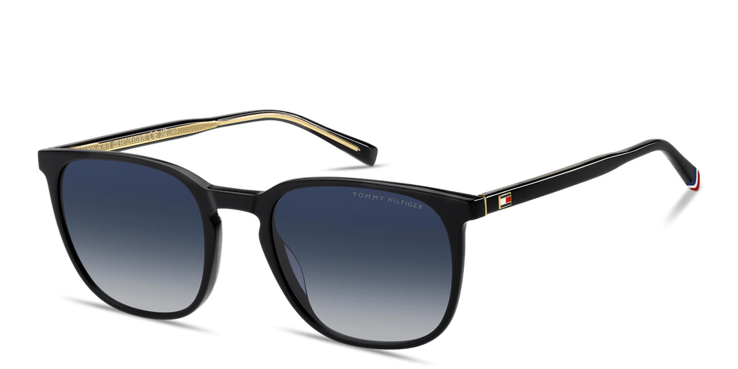 Shop Tommy Hilfiger Flag Square Sunglasses in Black online.
