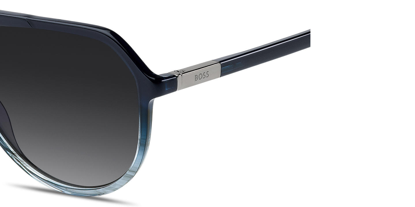 Shop Hugo Boss Engraved Logo Pilot Sunglasses in Blue online.