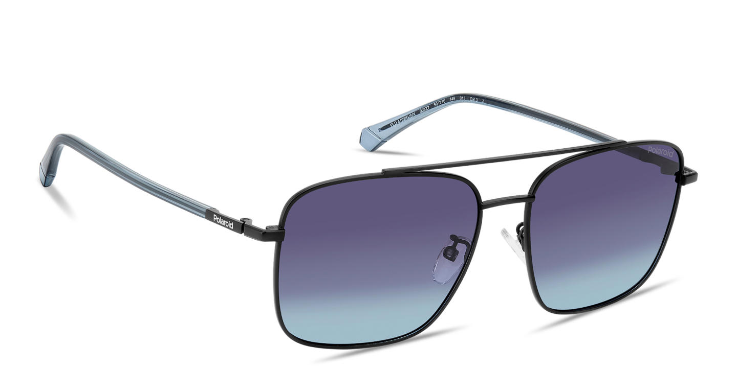 Polaroid Logo Lettering Aviator Sunglasses in Black – Product Photo 2