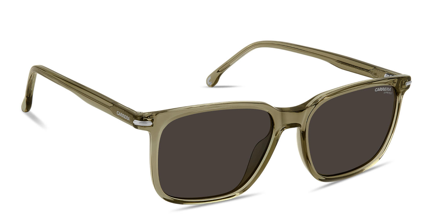 Shop Carrera Logo Lettering Rectangle Sunglasses in Transparent Green online.