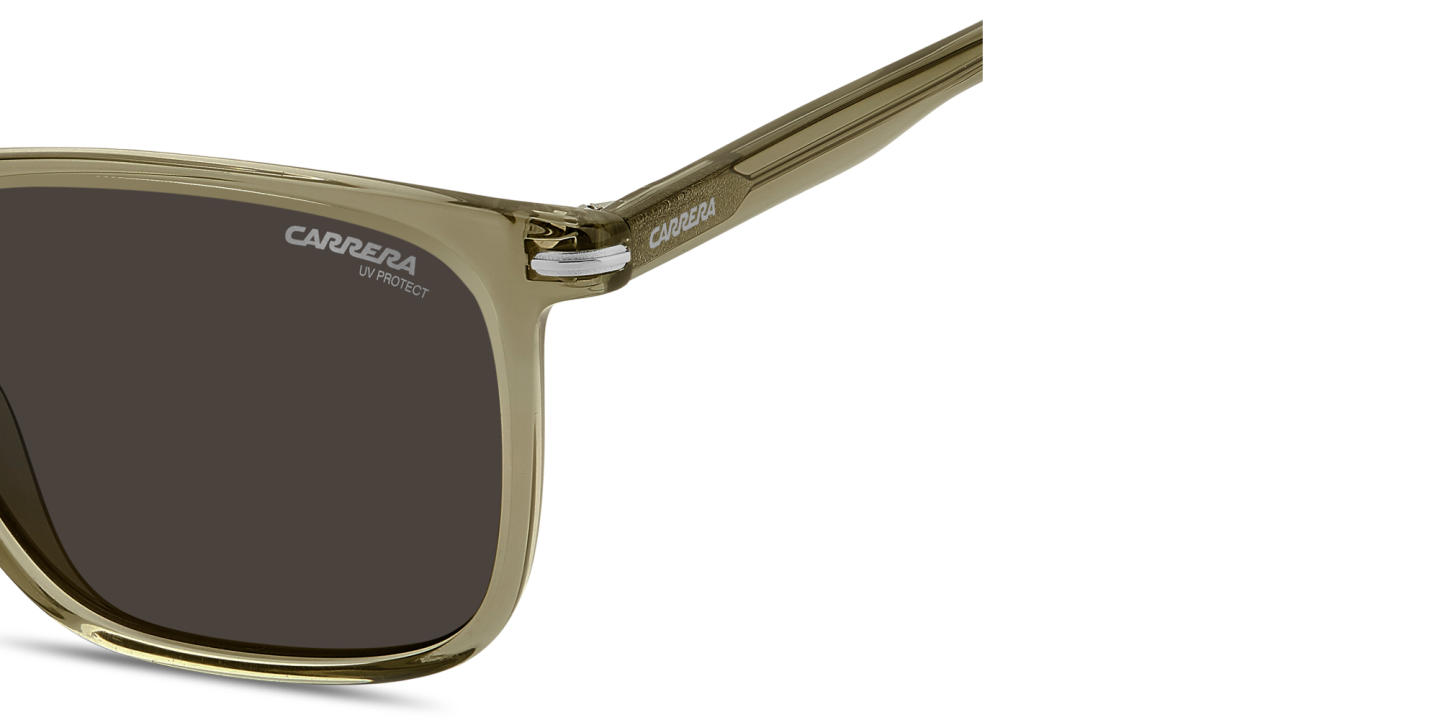 Shop Carrera Logo Lettering Rectangle Sunglasses in Transparent Green online.