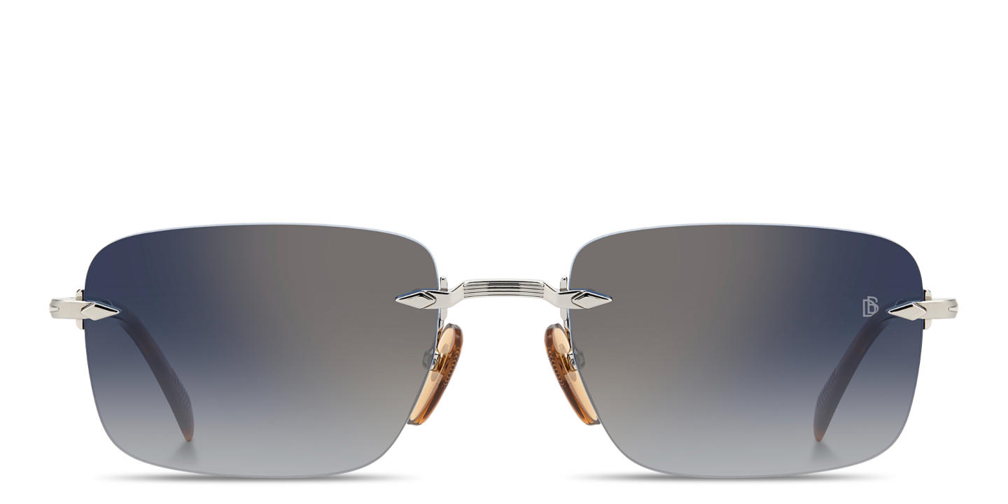 Shop DAVID BECKHAM Curator Collection Rimless Rectangle Sunglasses in Palladium online.