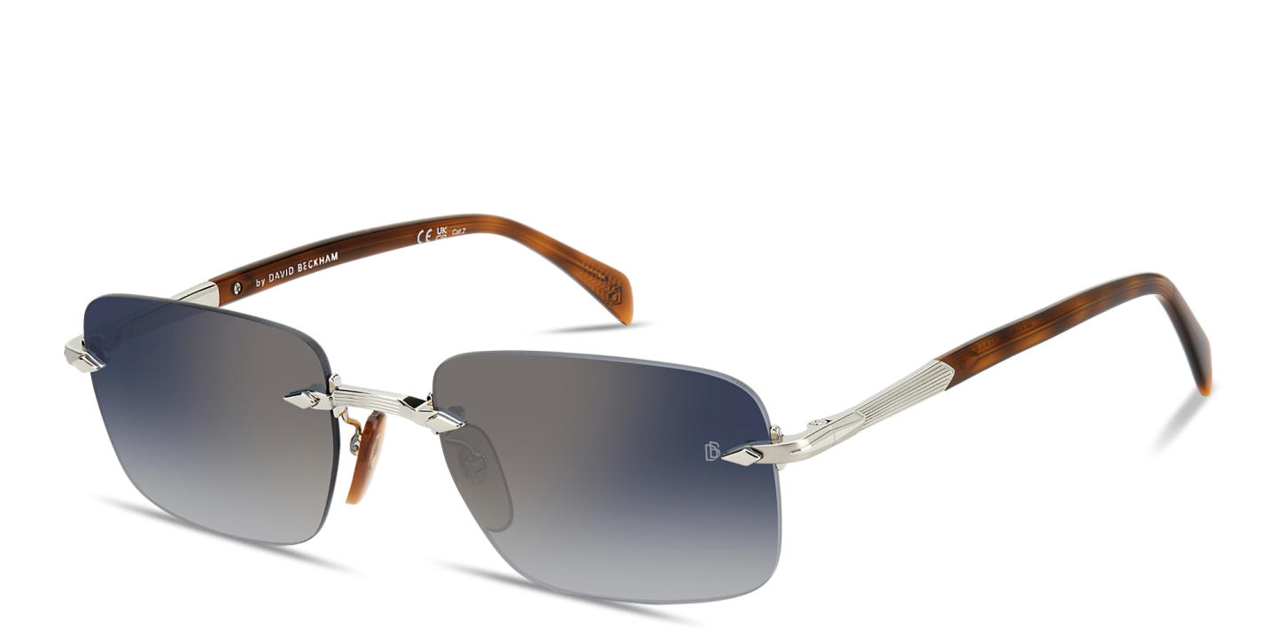 Shop DAVID BECKHAM Curator Collection Rimless Rectangle Sunglasses in Palladium online.