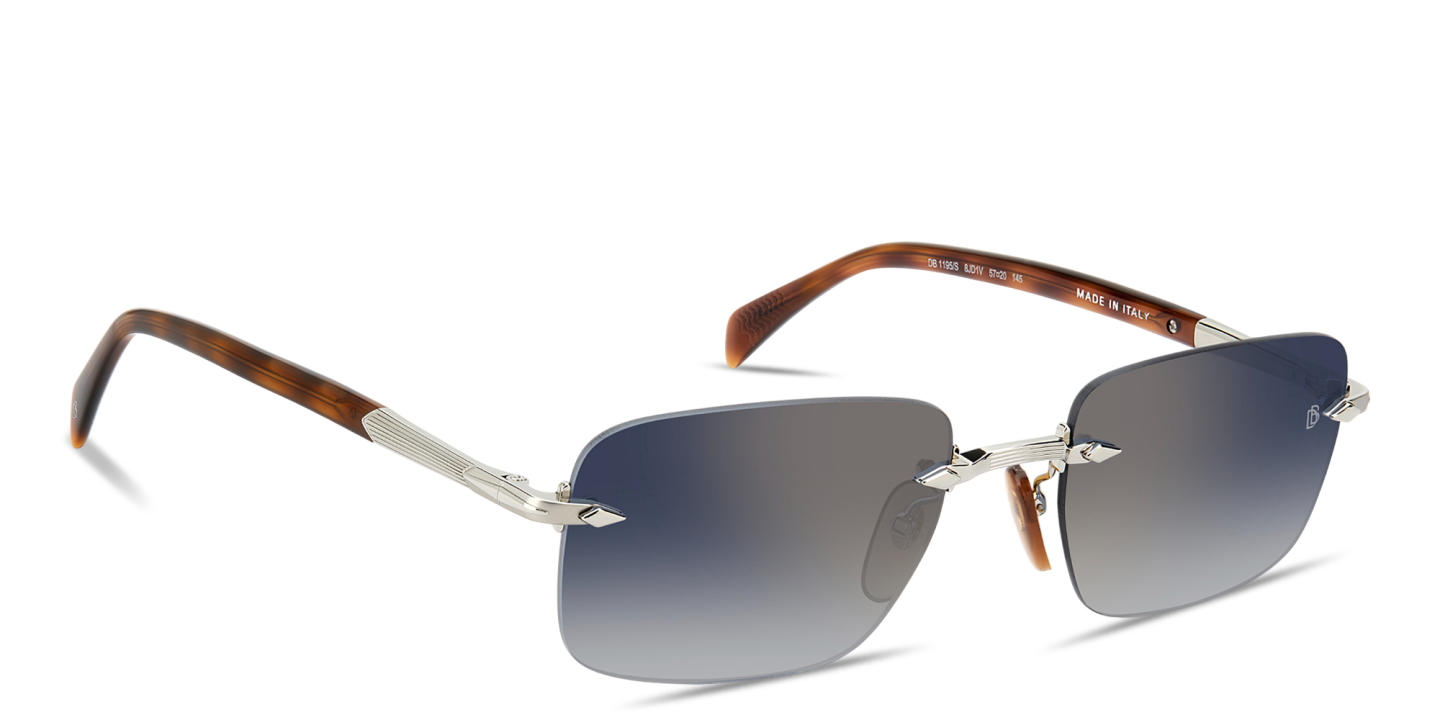 Shop DAVID BECKHAM Curator Collection Rimless Rectangle Sunglasses in Palladium online.