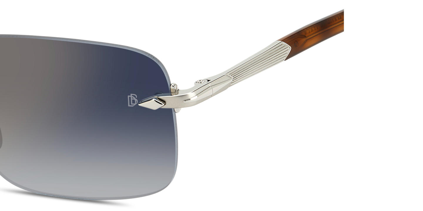 Shop DAVID BECKHAM Curator Collection Rimless Rectangle Sunglasses in Palladium online.