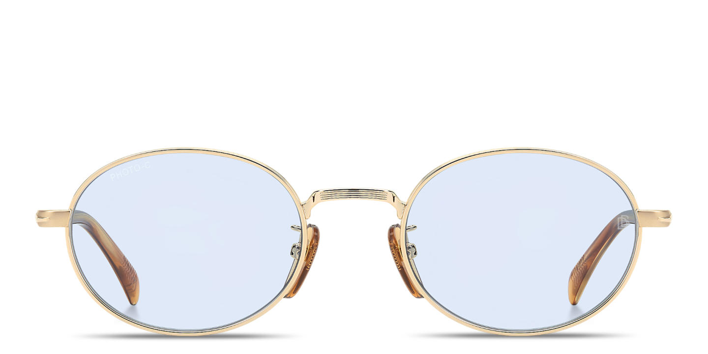 Shop DAVID BECKHAM Curator Collection Oval Sunglasses in Gold online.