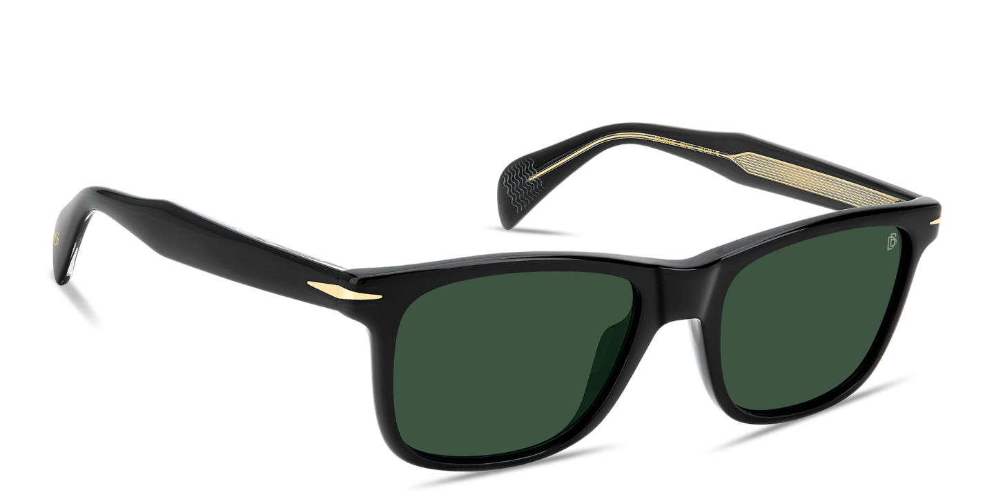 Shop DAVID BECKHAM Talisman Rectangle Sunglasses in Black online.