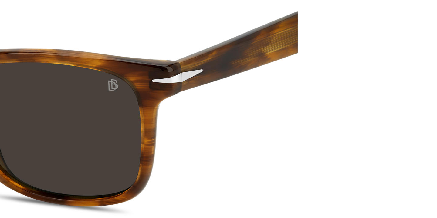 Shop DAVID BECKHAM Talisman Rectangle Sunglasses in Brown Horn online.