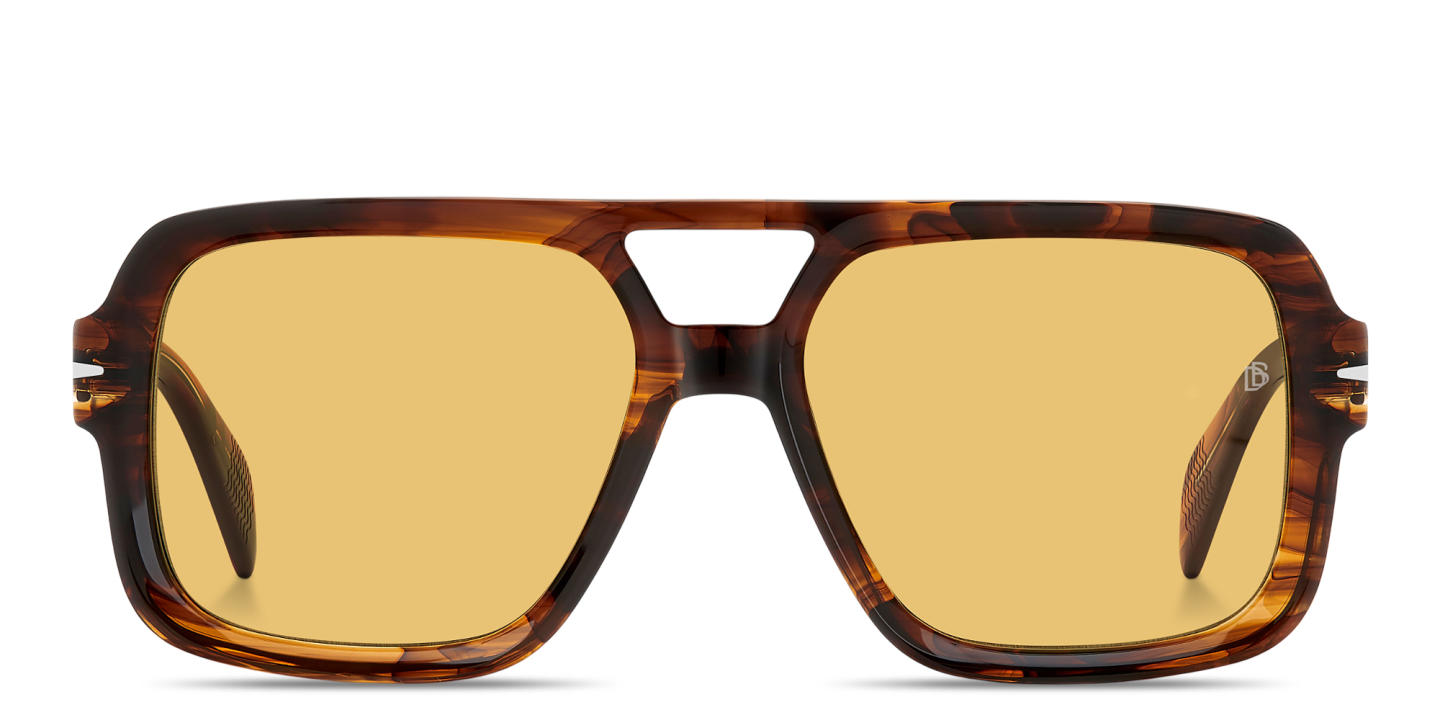 Shop DAVID BECKHAM Talisman Square Sunglasses in Brown Horn online.