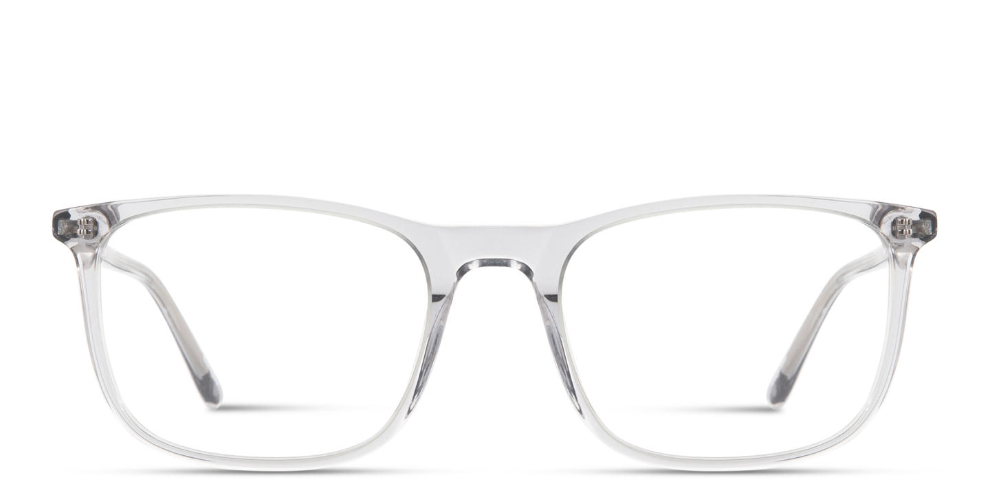 Shop TRICE Logo Wide Square Eyeglasses in Transparent Grey online.