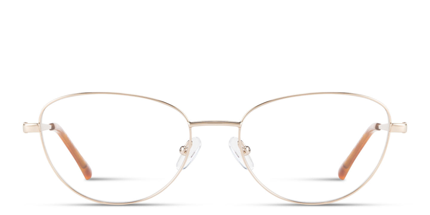 Shop TRICE Logo Cat-Eye Eyeglasses in Polished Gold online.