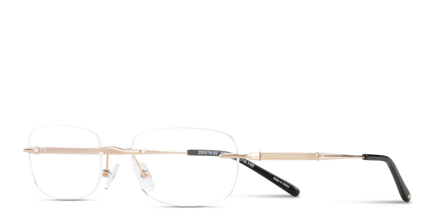 Shop TRICE Logo Rimless Rectangle Eyeglasses in Gold online.
