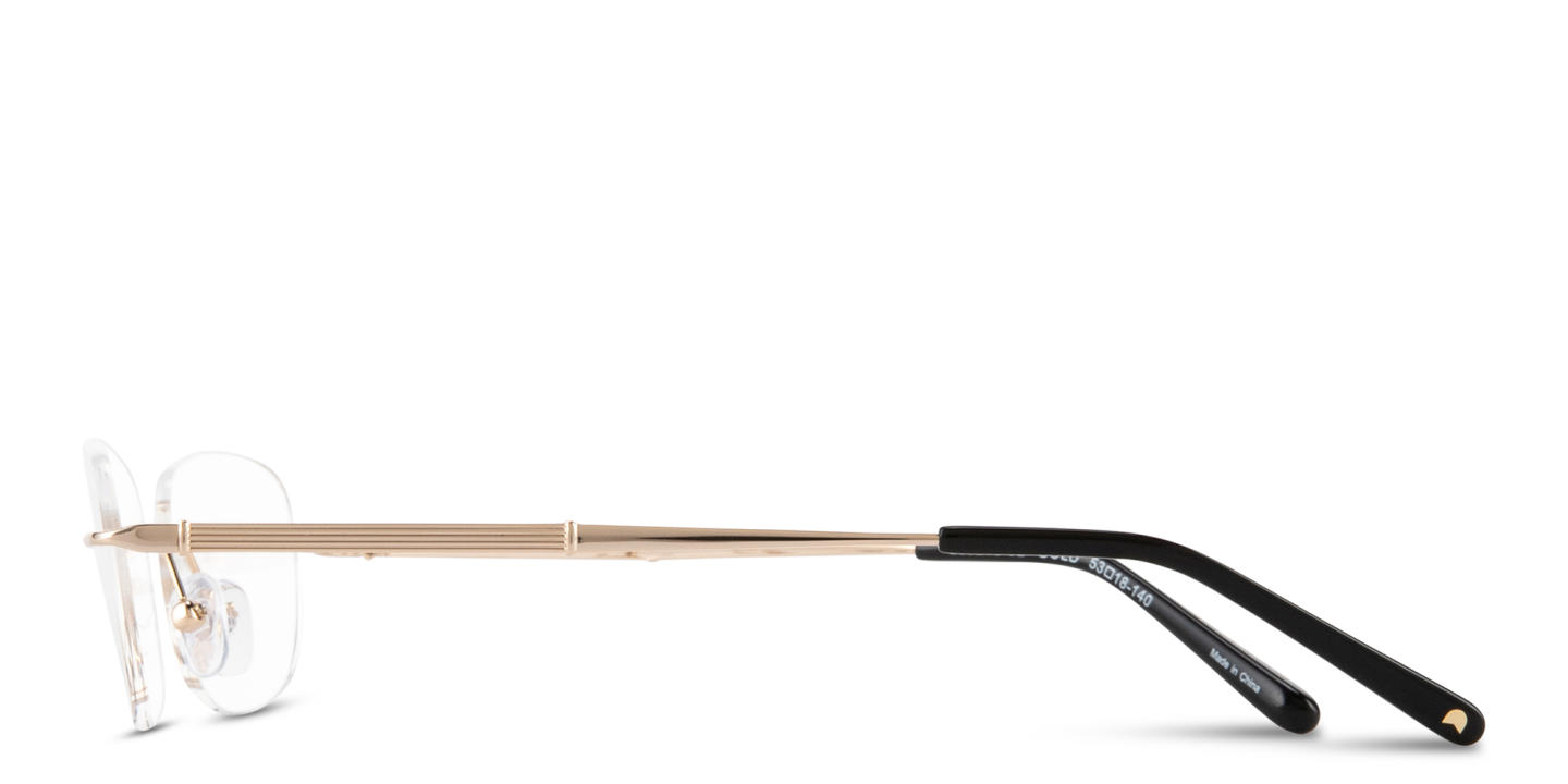 Shop TRICE Logo Rimless Rectangle Eyeglasses in Gold online.