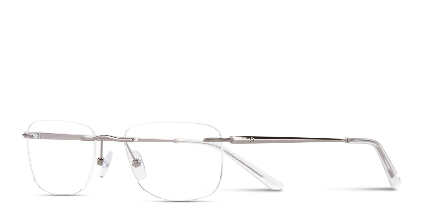 Shop TRICE Logo Rimless Rectangle Eyeglasses in Gunmetal online.