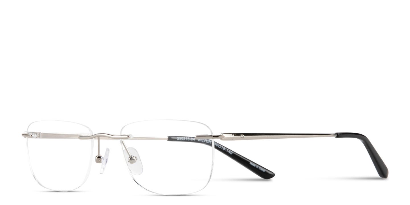 Shop TRICE Logo Rimless Rectangle Eyeglasses in Silver online.