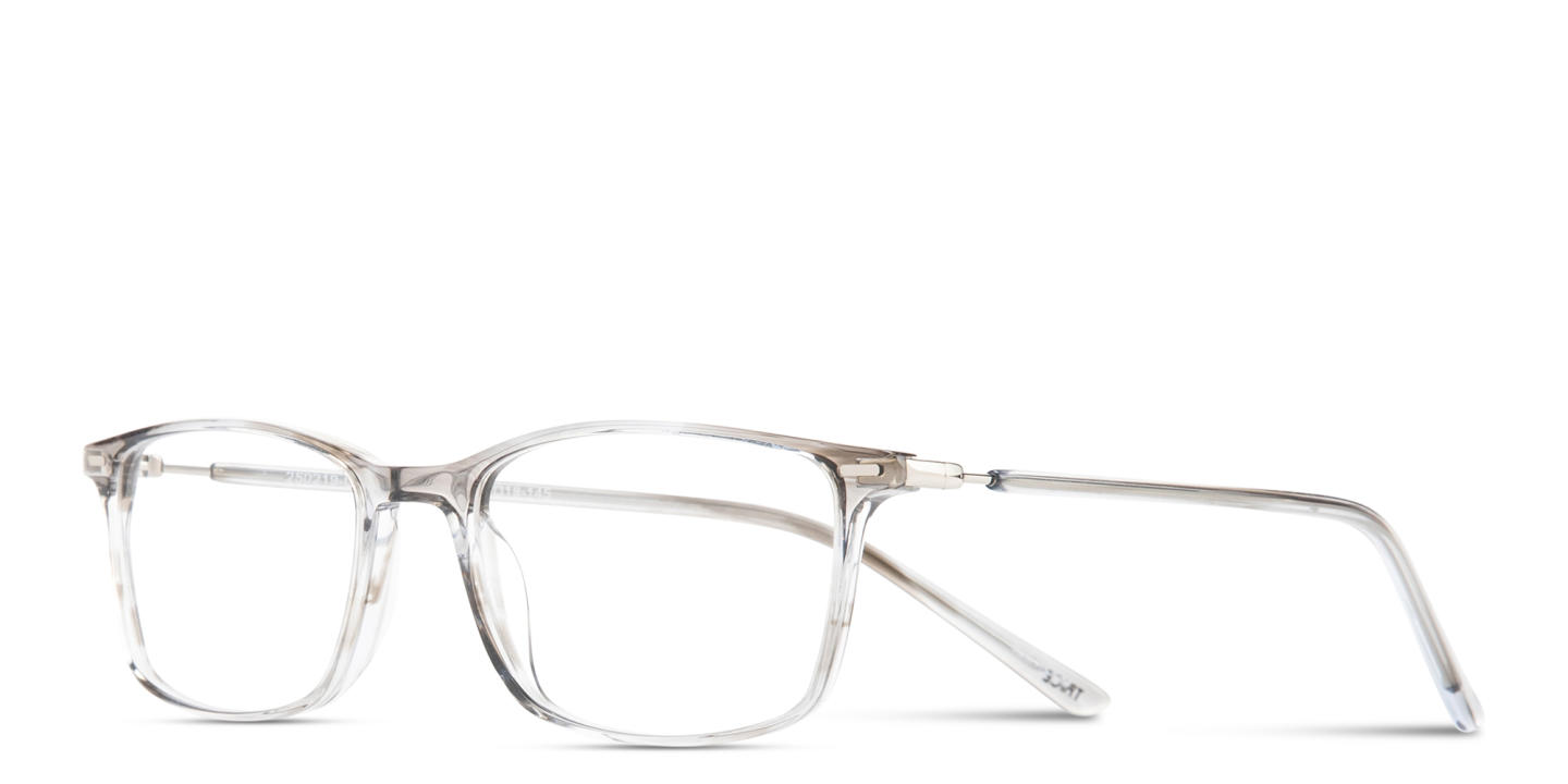 Shop TRICE Logo Rectangle Eyeglasses in Transparent Grey online.