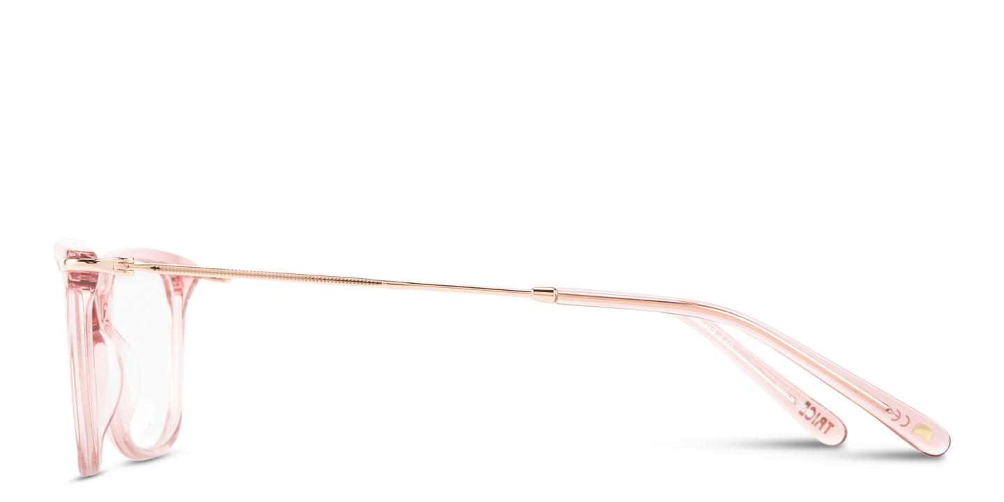 Shop TRICE Logo Cat-Eye Eyeglasses in Transparent Pink online.