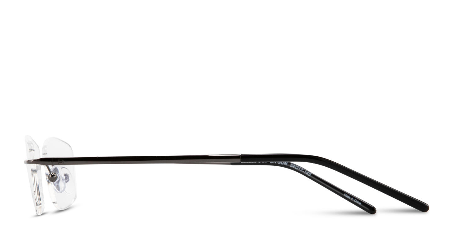 Shop TRICE Engraved Logo Rimless Rectangle Eyeglasses in Gunmetal online.