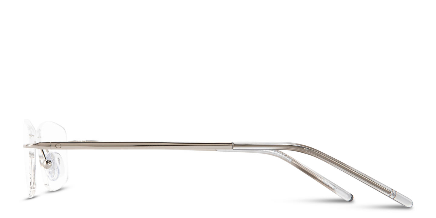 Shop TRICE Engraved Logo Rimless Rectangle Eyeglasses in Silver online.