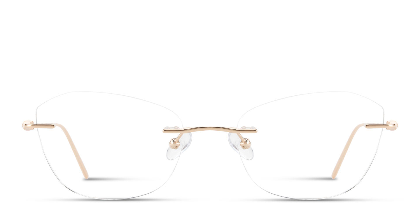 Shop TRICE Rimless Irregular Eyeglasses in Gold online.