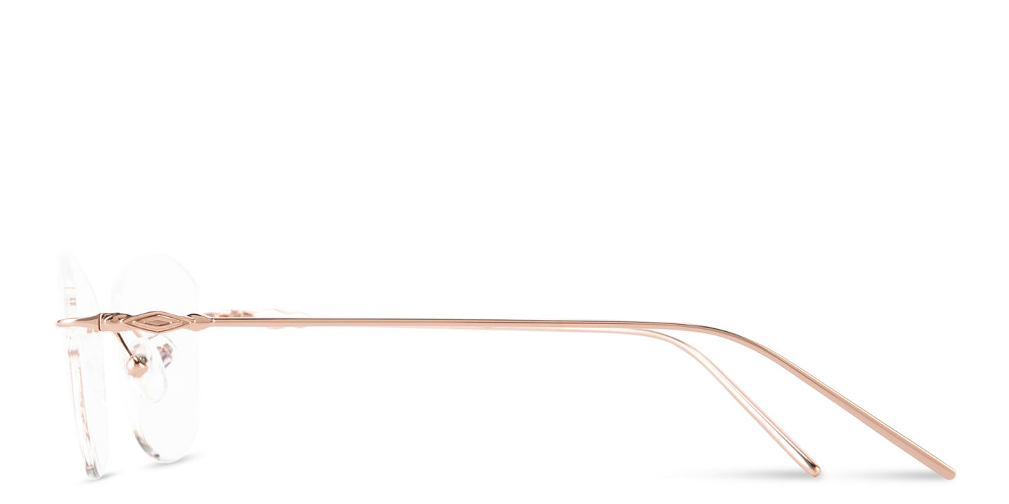 Shop TRICE Rimless Irregular Eyeglasses in Rose Gold online.
