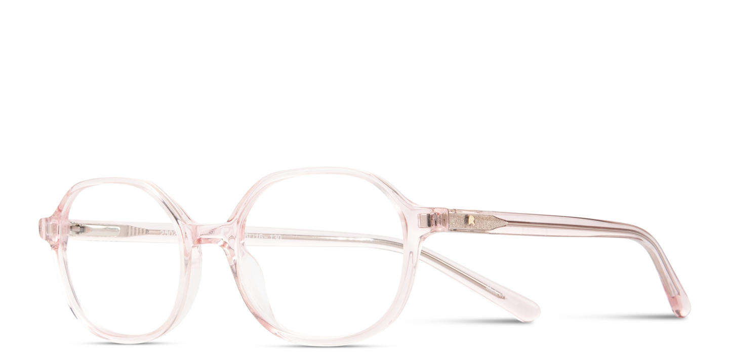 Shop TRICE Logo Kids Square Eyeglasses in Transparent Pink online.