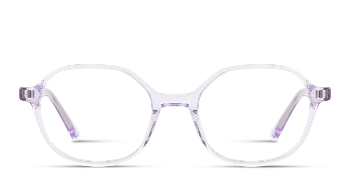 Shop TRICE Logo Kids Square Eyeglasses in Transparent Purple online.
