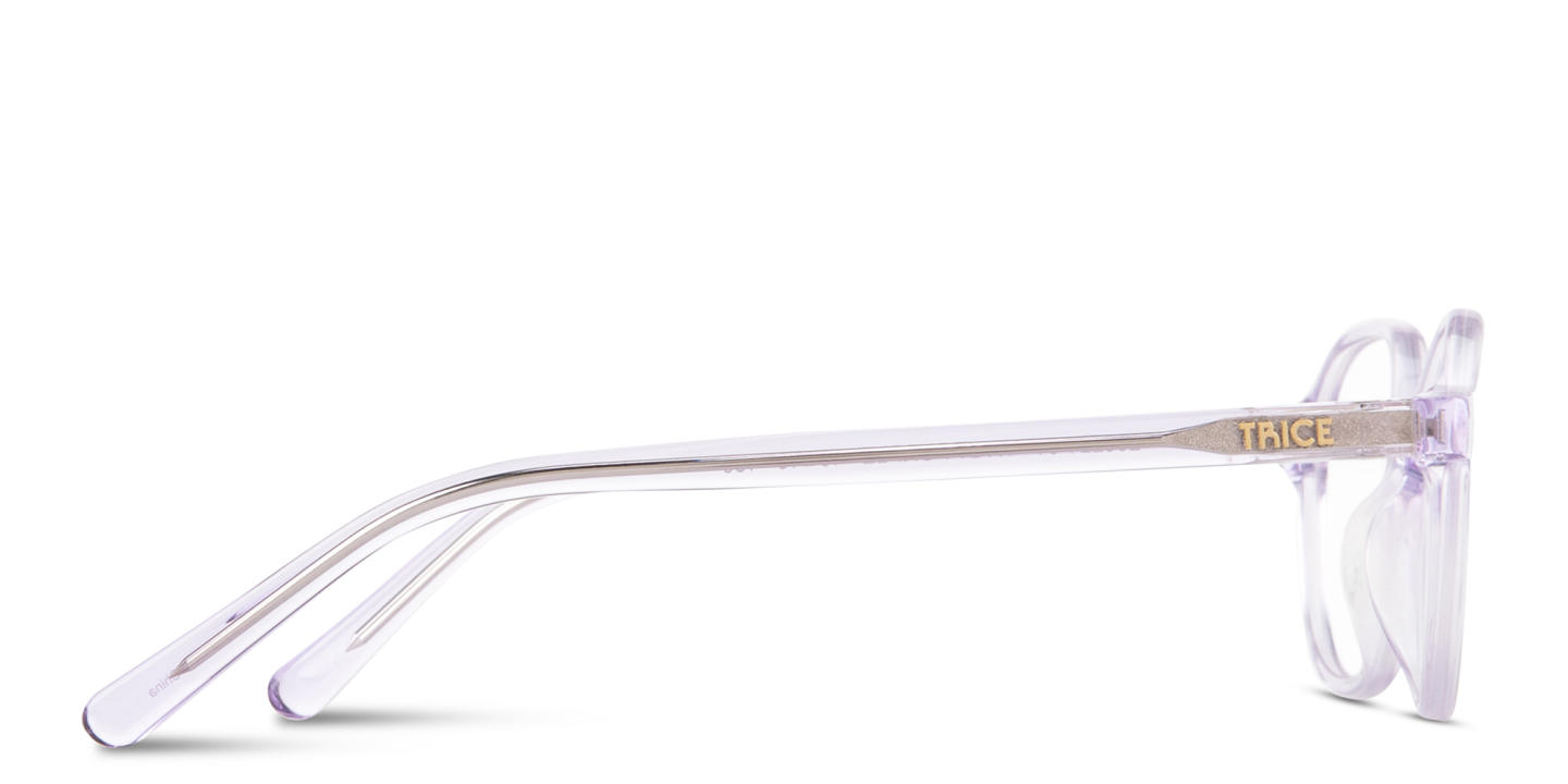 Shop TRICE Logo Kids Square Eyeglasses in Transparent Purple online.