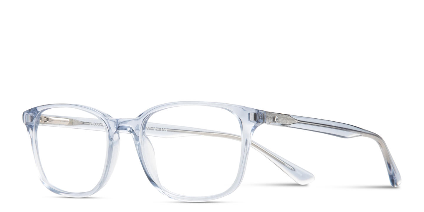 Shop TRICE Logo Kids Square Eyeglasses in Transparent Blue online.