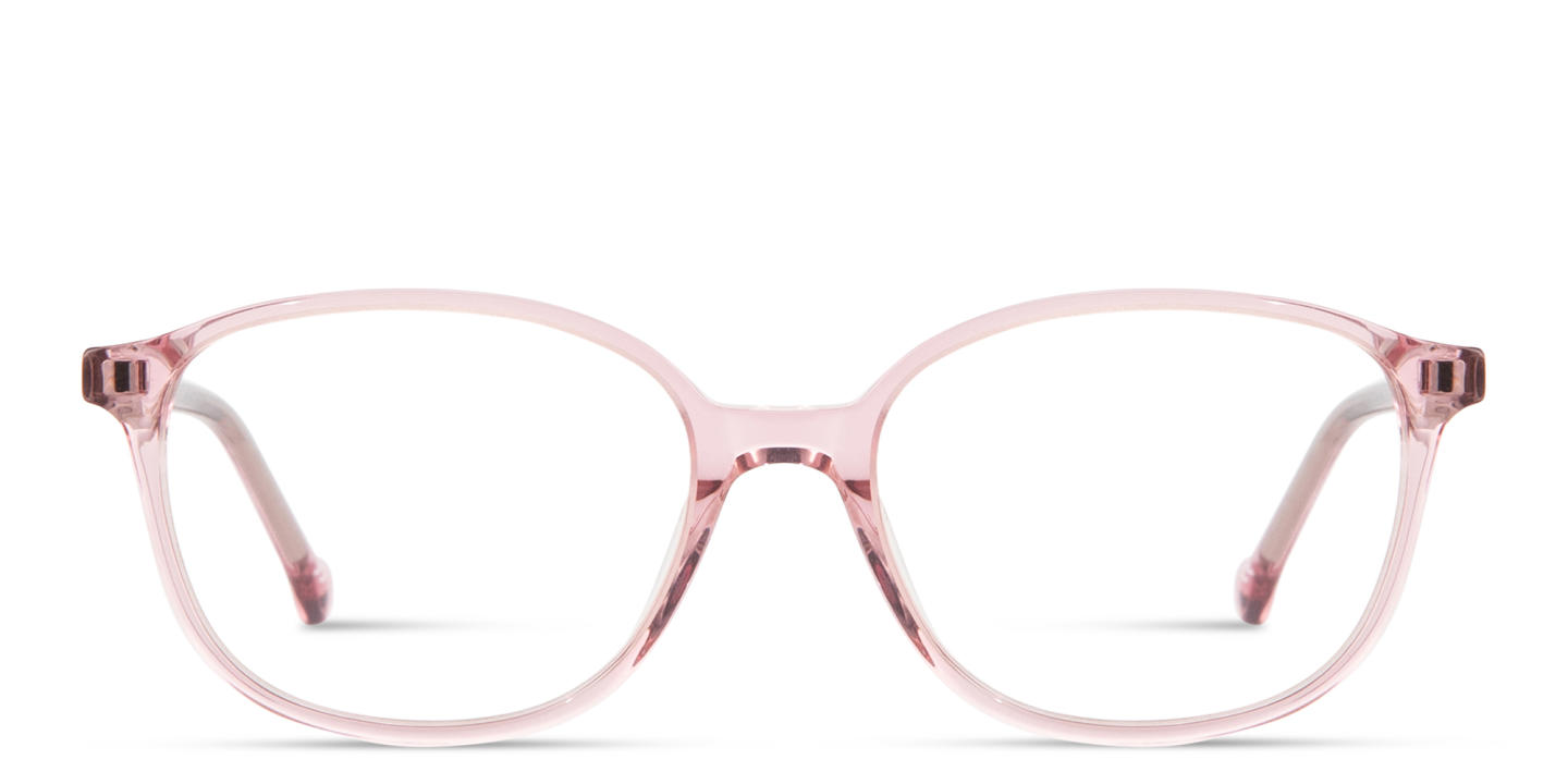 Shop TRICE Logo Kids Round Eyeglasses in Transparent Pink online.