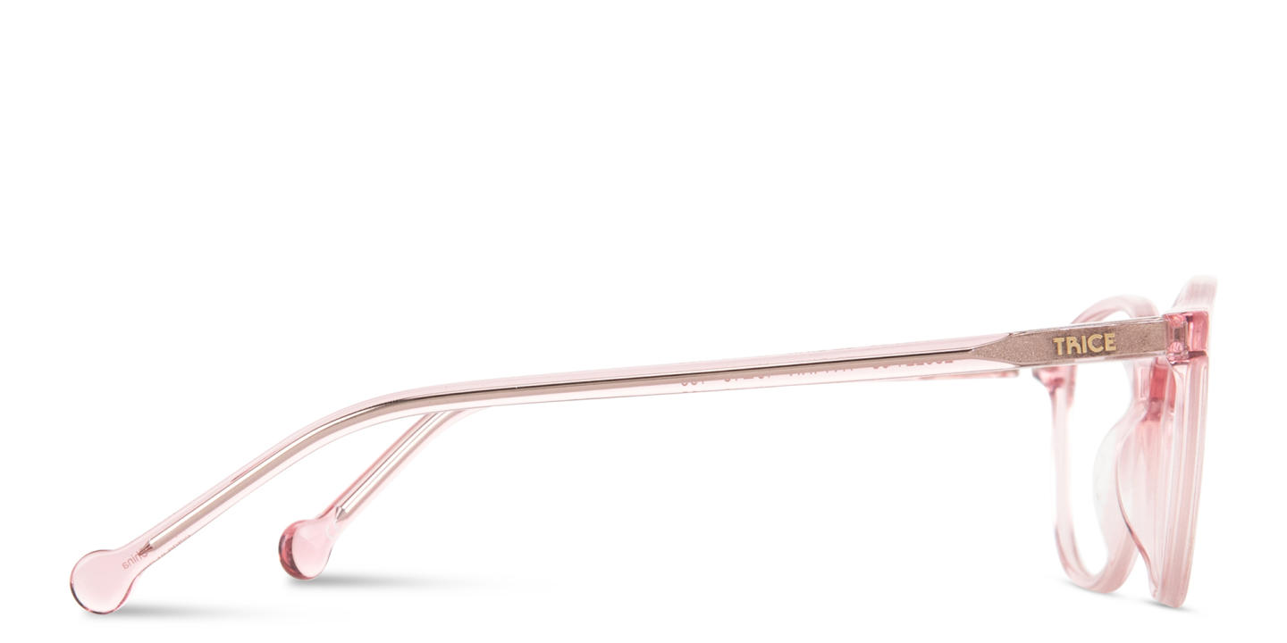 Shop TRICE Logo Kids Round Eyeglasses in Transparent Pink online.