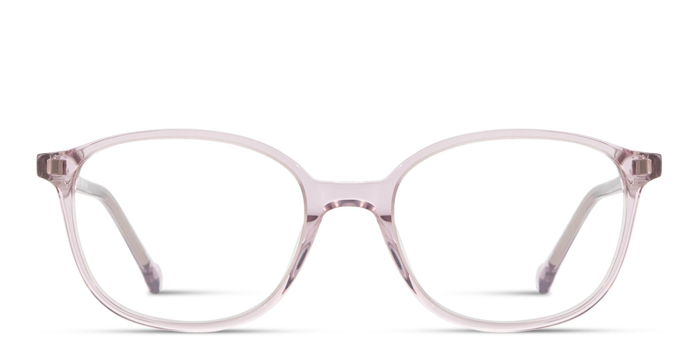 Shop TRICE Logo Kids Round Eyeglasses in Transparent Purple online.