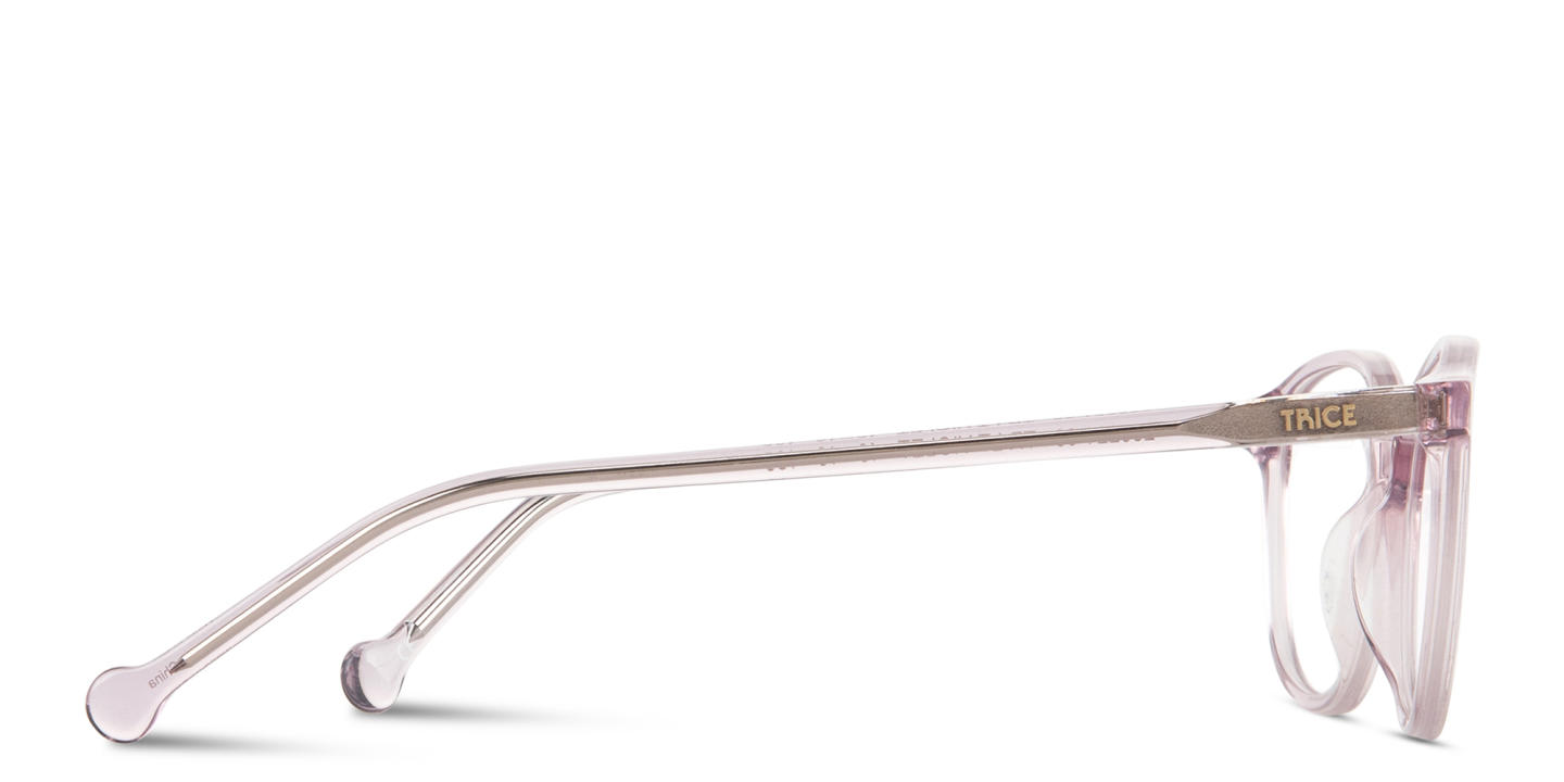 Shop TRICE Logo Kids Round Eyeglasses in Transparent Purple online.