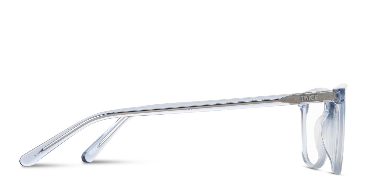 Shop TRICE Logo Kids Square Eyeglasses in Transparent Blue online.