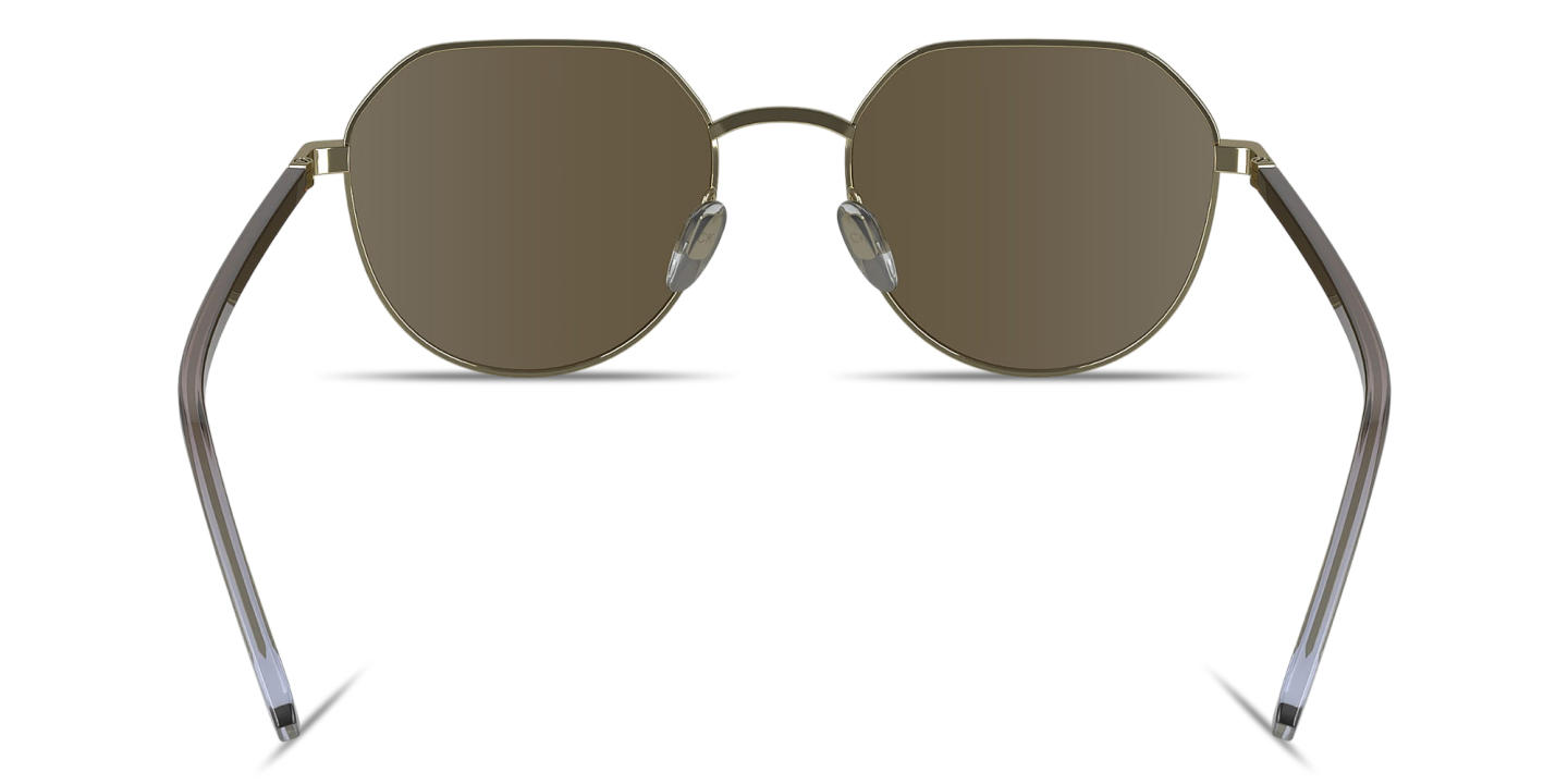 Shop Calvin Klein Engraved Logo Unisex Irregular Sunglasses in Gold online.